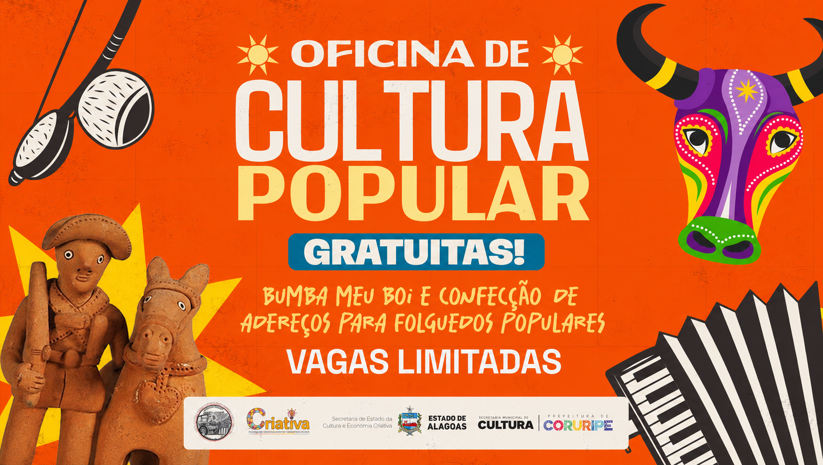 Coruripe abre inscrições para oficinas gratuitas de cultura popular no distrito de Barreiras